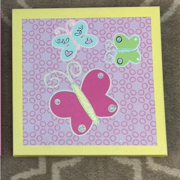 Butterfly Wall Art Set in Pink, Yellow & Green - Picture 4 of 4